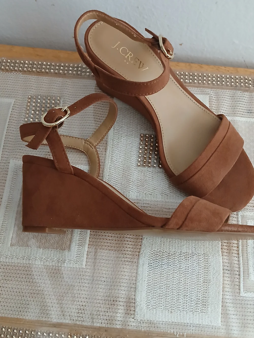J.Crew Size 6 Wedge Sandals  Tan Suede